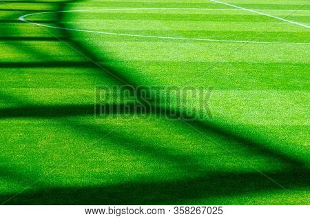 Empty Soccer's Field At The Stadium During Quarantine