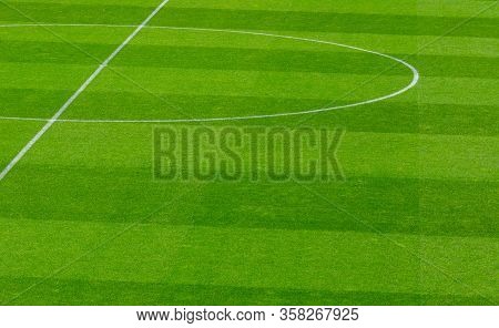 Empty Soccer's Field At The Stadium During Quarantine