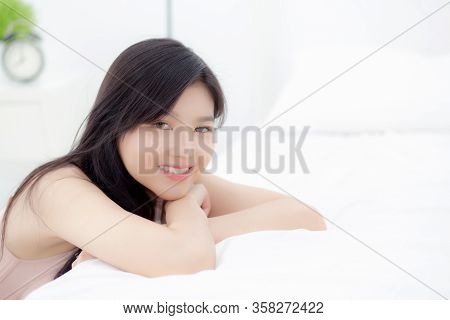 Beautiful Portrait Young Asian Woman Sexy In Underwear Figure Fit Relax With Seductive In Bedroom, A