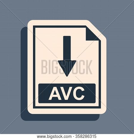 Black Avc File Document Icon. Download Avc Button Icon Isolated On Grey Background. Long Shadow Styl
