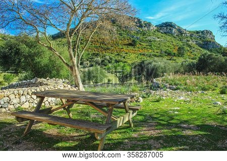 Sitting Area At Parc Natural De La Peninsula De Llevant On The Island Of Mallorca, Spain
