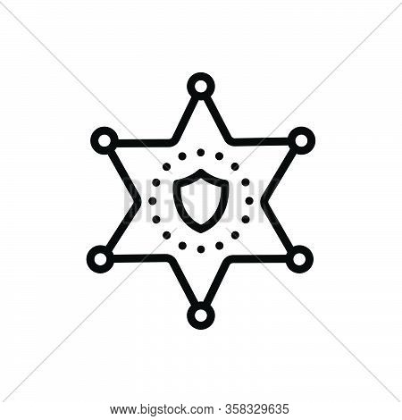 Black Line Icon For Deputy Sheriff Badge Star Authority Hexagram Decoration