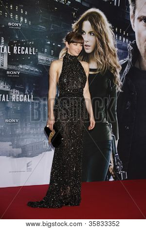 BERLIN, GERMANY - AUGUST 13: Jessica Biel at the German premiere of 'Total Recall' at Sony Center on August 13, 2012 in Berlin, Germany