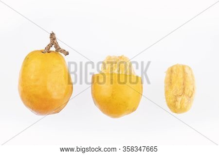 Spondias Purpurea - Delicious Tropical Fruit. White Background