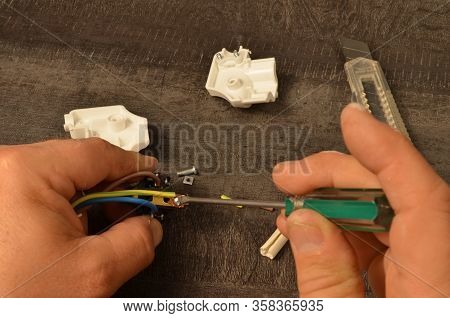 Connection Of Wires To The Contacts Of The Electric Plug And Installation Of Grounding