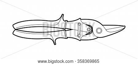 Scissors For Metal. Metalwork Tool - Flat Illustration On A White Background. Multifunctional Pliers