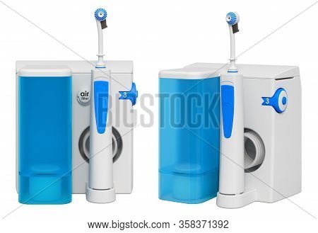 Water Flosser, Dental Oral Irrigator. 3d Rendering Isolated On White Background