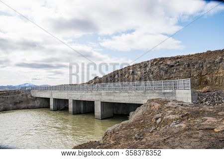 The Water Intake To Budarhals Hydroelectric Power Plant In Iceland