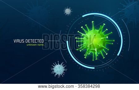 Virus Bacteria Detected Vector Low Poly Vector Illustration. Viruses Detection Laboratory Researchin