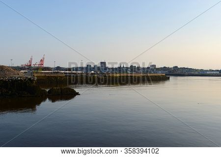 Saint John Modern City Skyline From Saint John Harbour, Saint John, New Brunswick, Canada.