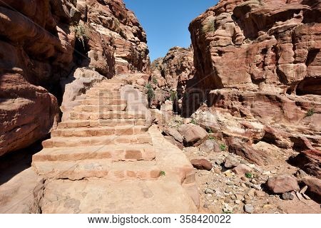 Steps Carved Out Of Sandstone Rock - 850 Steps To Reach Al-deir, Alias The Monastery, The Largest An