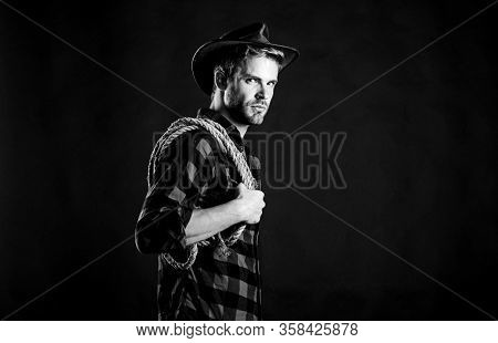 Lasso Tool Of American Cowboy. Lasso Is Used In Rodeos As Part Of Competitive Events. Lasso Can Be T