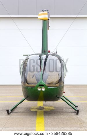 Moscow, Russia - July 21, 2014:robinson R44 Is Four-seat Light Helicopter. One Of Worlds Most Popula