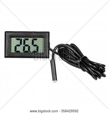 Digital Thermo-hygrometer With Numbers On The Lcd And Wires With An External Sensor For Measurements
