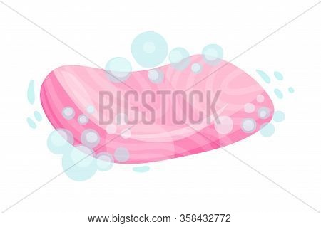 Bar Of Soap With Foam Bubbles Isolated On White Background Vector Illustration