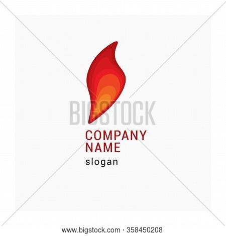 Logo Company With Fire. Icon Flame For Business. Corporate Identity With Red And Yellow Sign. Vector