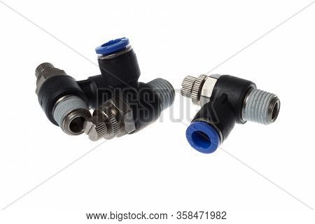 Varna, Bulgaria - March 21, 2020: Set Of Cdc Pneumatic Valve Fittings With Thread, Isolated On White