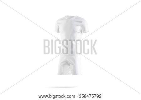 Blank White Soccer Uniform With T-shirt And Short Mockup, Isolated, 3d Rendering. Empty Classic Clot