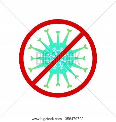 Stop Coronavirus Vector Element. Stop Sign With A Virus