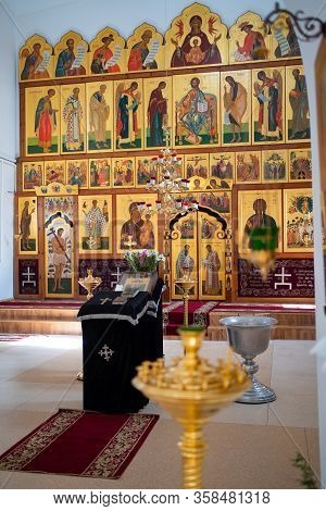 The Altar And Ambo In The Cathedral  Russia Bataysk 03.28.2020 The Church Of The Ascension.