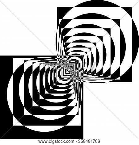 Abstract Arabesque Geometric Aproach Circle And Square Balance Game Perspective Design Black On Tran