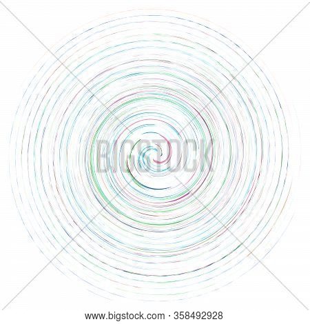 Single Mottled, Multi-color And Colorful Spiral, Swirl, Twirl Element. Twisted Cyclic, Circular And