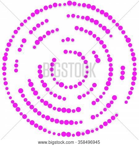 Random Dots, Circles Abstract. Speckles, Dotted Radial, Radiating, Circular Geometric Illustration.