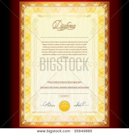Royal Golden Diploma. Vector Background
