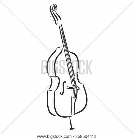 Line Art Cello Musical Instrument, Vector Sketch
