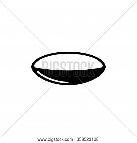 Optical Eye Contact Lens, Opthalmology. Flat Vector Icon Illustration. Simple Black Symbol On White 