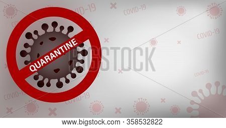 Brown Alert Covid 19 Virus Icon On The White Grey Background. Quarantine Danger Sign