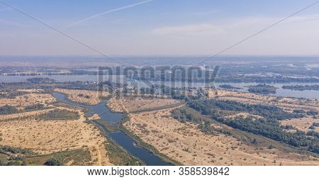 A View Of A Dry Fields Along The Dnipro River In The Valley