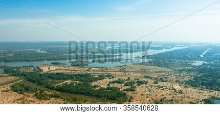 A View Of A Dry Fields Along The Dnipro River In The Valley