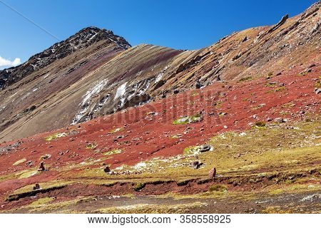 Rainbow Mountains Or Vinicunca Montana De Siete Colores, Cuzco Region In Peru, Peruvian Andes