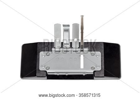 Press For Gluing A Film Isolated On White Background