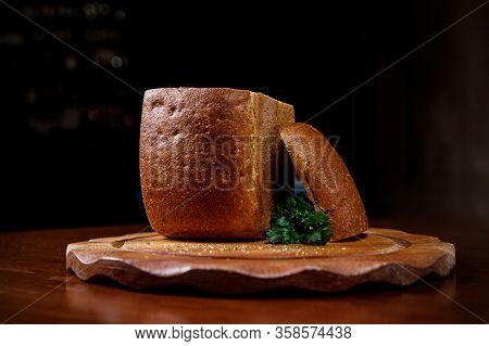 Mushroom Soup In A Bowl Of Bread
