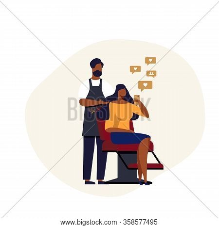 Banner Advertising To Prestigious Beauty Salon In Social Networks. Demonstrated Process In Workplace