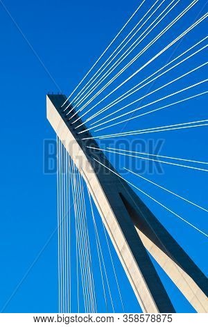 Particular View Of Franjo Tudman Bridge In Dubrovnik, Croatia, Optical Lines