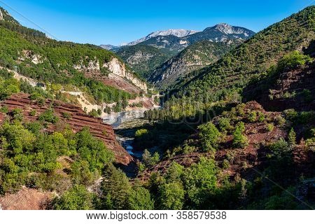 Gorges De Daluis Or Chocolate Canyon In Provence-alpes, France.