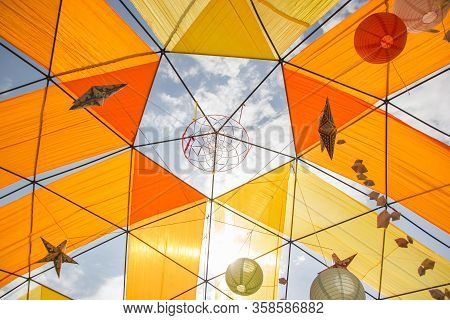 Mobile Dome Decoration Design. A Geodesic Dome Tents. A Hemispherical Thin-shell Structure Lattice-s