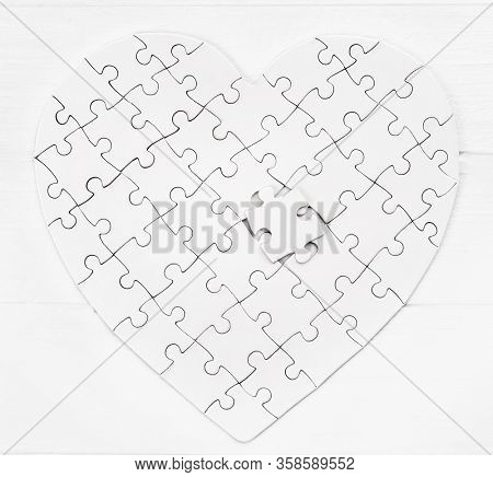 Top view of puzzle in form of heart