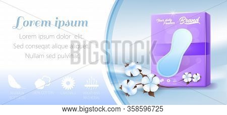 Banner Ad Presenting Fragrance Everyday Slim Pads Without Wings. Cotton Feminine Hygiene Products Ma