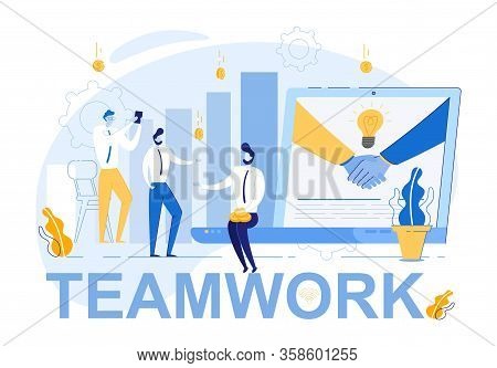 Coordinated Teamwork And Effective Management. Partnership Agreement Conclusion. Business People On 