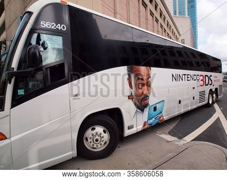 San Francisco - March 25, 2011: Nintendo 3ds Ad On Side Of Bus.  The Nintendo 3ds Is A Handheld Game