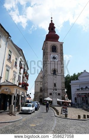 PTUJ, SLOVENIA - JULY 02: Saint George church in Ptuj, town on the Drava River banks, Lower Styria Region, Slovenia on July 02, 2016.