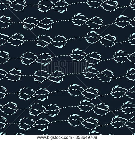 Seamless Vector Pattern With Horizontal Rope With Knot On Dark Background