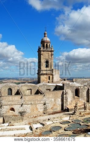 Medieval Town Wall And Santa Maria Church Bell Tower, Medina Sidonia, Cadiz Province; Andalucia, Spa