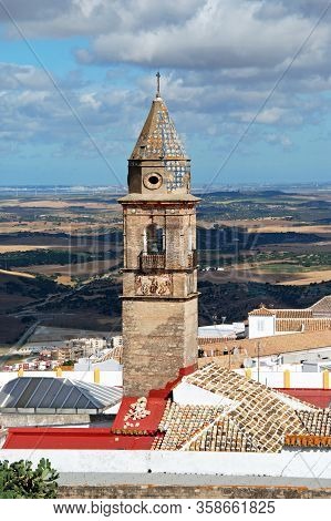 View Over The Terracotta Tiled Rooftops And Church Tower, Medina Sidonia, Medina Sidonia, Cadiz Prov