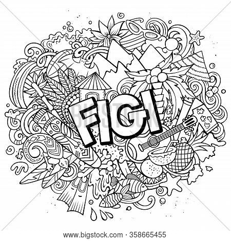 Figi Hand Drawn Cartoon Doodles Illustration. Funny Travel Design.