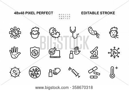 Coronavirus A Set Of Icons On The Theme Of Coronavirus, Contains Such Icons As Nucleation, Hand Wash